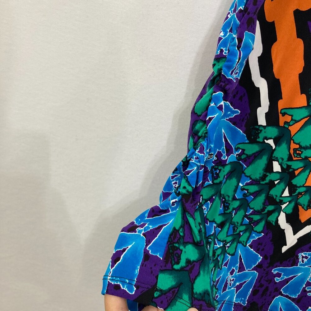 New Peter Nygard size XL Colorful Artsy Abstract Ruched Side Stretch‎ Knit Top - Picture 5 of 11